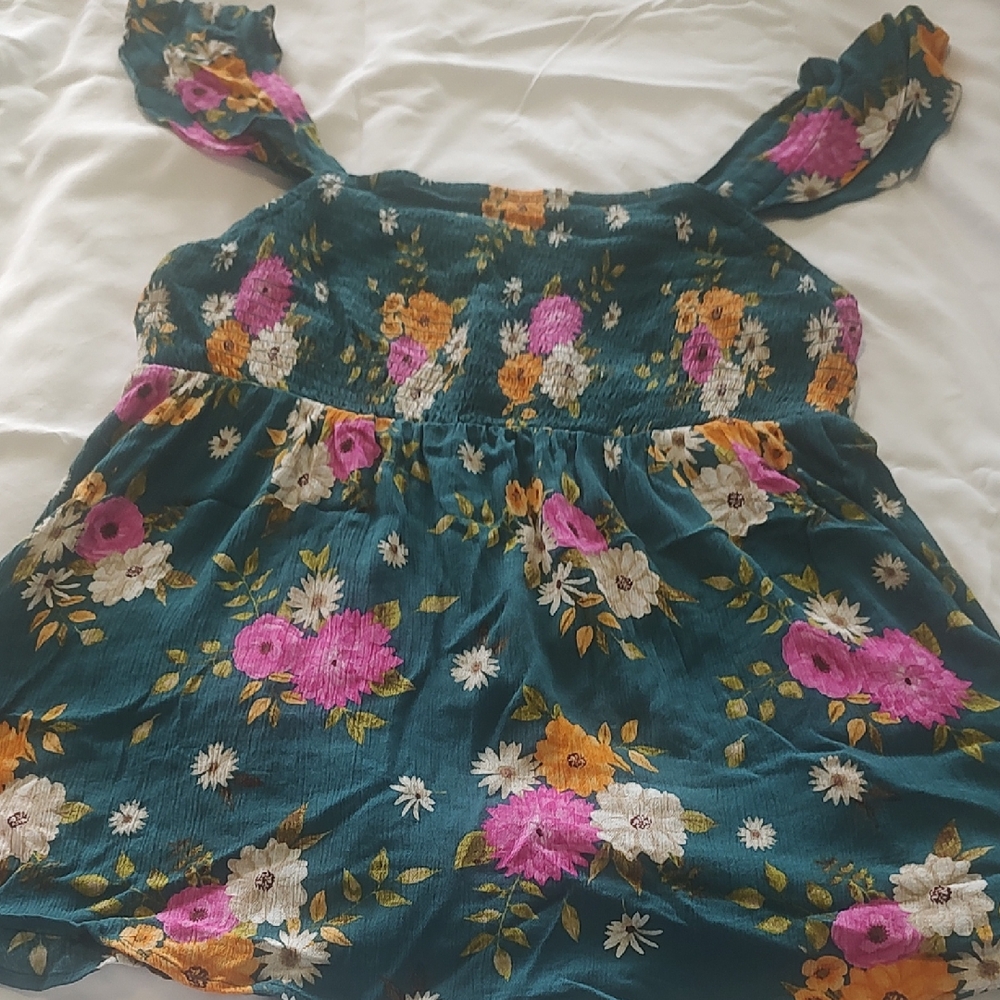 Torrid Floral Smocked Top with Ruffle Straps